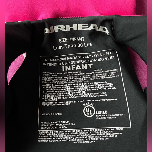 Airhead Wicked Kwik-Dry NeoLite Flex Lift JacketUS Coast Guard Approved - infant - Picture 3 of 3